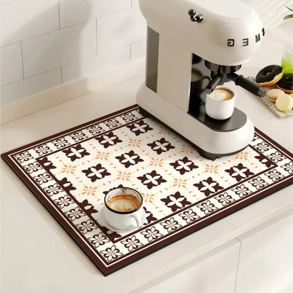 Tappetino da Caffè Retrò | Design a Piastrelle Assorbente e Antiscivolo | Stile Vintage per Cucina Elegante 4
