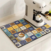 Tappetino da Caffè Retrò | Design a Piastrelle Assorbente e Antiscivolo | Stile Vintage per Cucina Elegante 5
