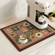Tappetino da Caffè Retrò | Design a Piastrelle Assorbente e Antiscivolo | Stile Vintage per Cucina Elegante 7