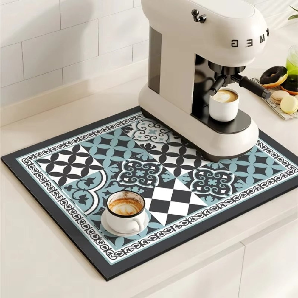 Tappetino da Caffè Retrò | Design a Piastrelle Assorbente e Antiscivolo | Stile Vintage per Cucina Elegante 8