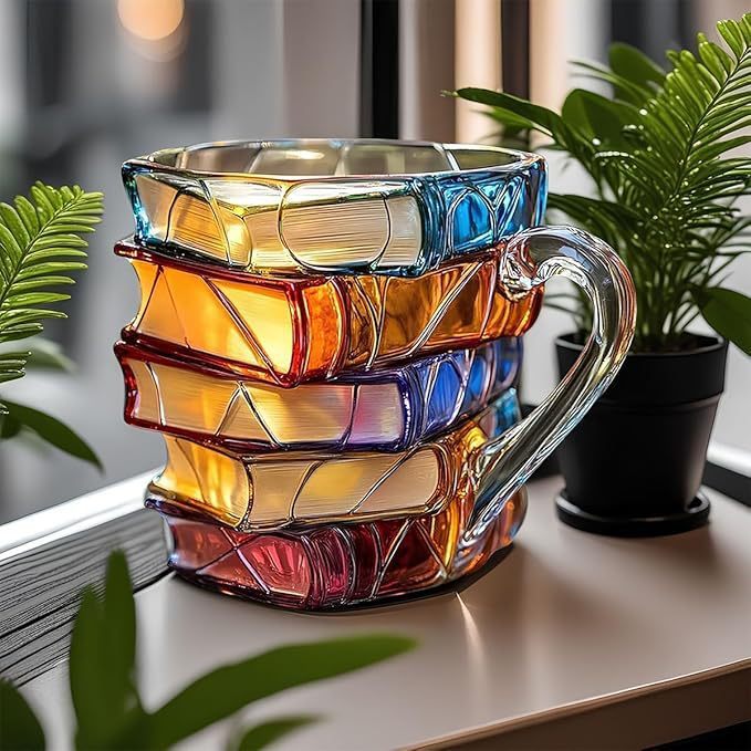 Tazza da Caffè 3D a Forma di Libro in Ceramica Dipinta a Mano | Regalo Ideale per Amanti della Letteratura 1