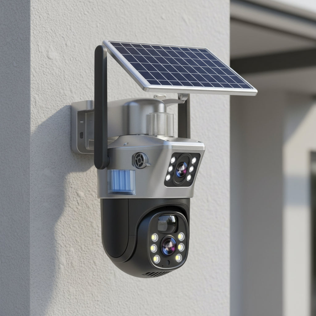 Telecamera di Sicurezza Wireless 4K con Pannello Solare e Vista Panoramica a 360° | Videosorveglianza Esterna per Sicurezza Affidabile 0
