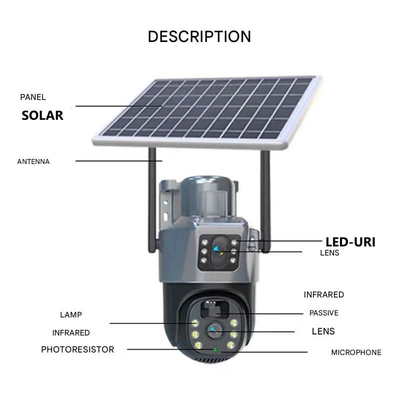 Telecamera di Sicurezza Wireless 4K con Pannello Solare e Vista Panoramica a 360° | Videosorveglianza Esterna per Sicurezza Affidabile 4
