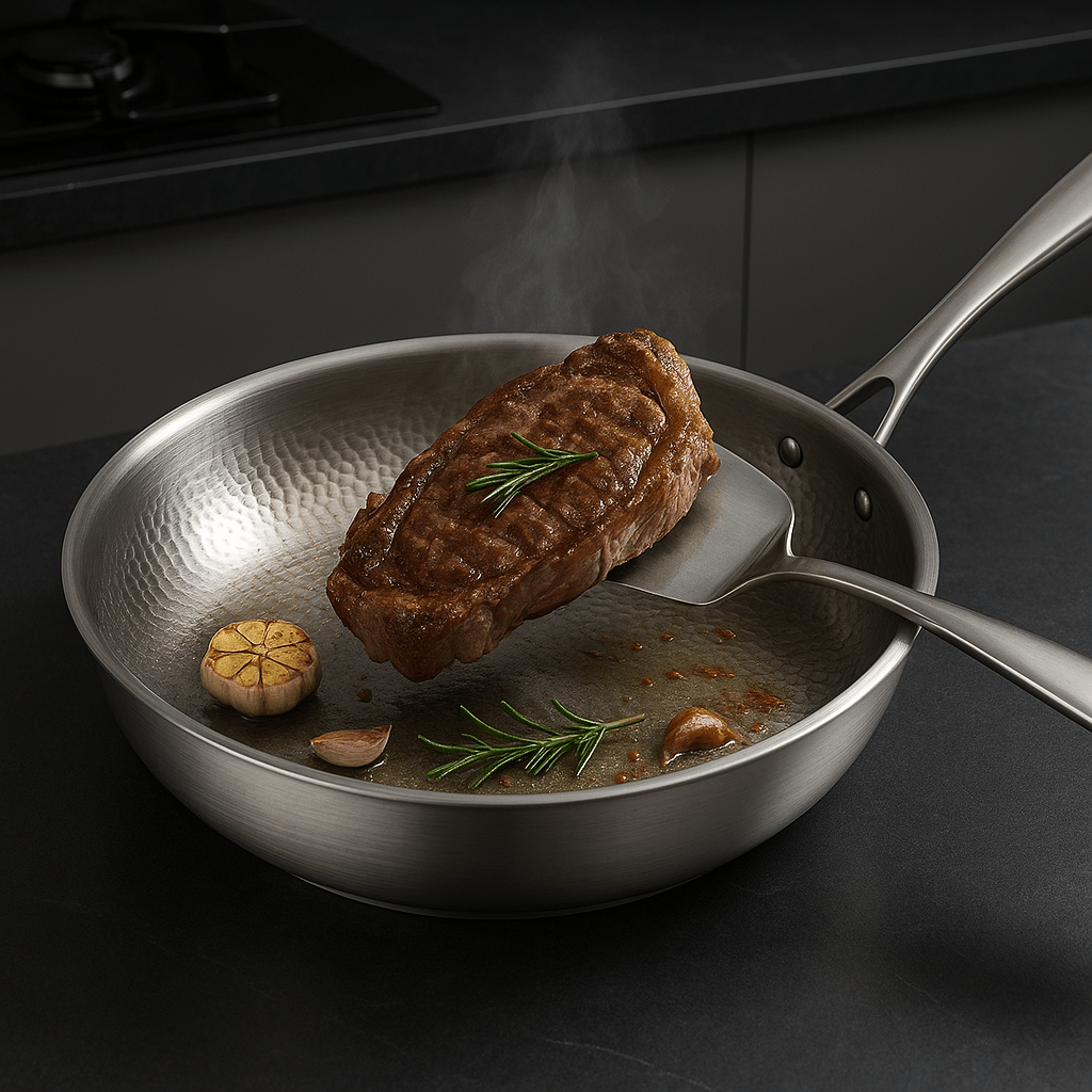 Titan-Premium | Padella in Acciaio Inox con Fondo Ottimizzato | Cottura Sana e Duratura per Ogni Piastra 3