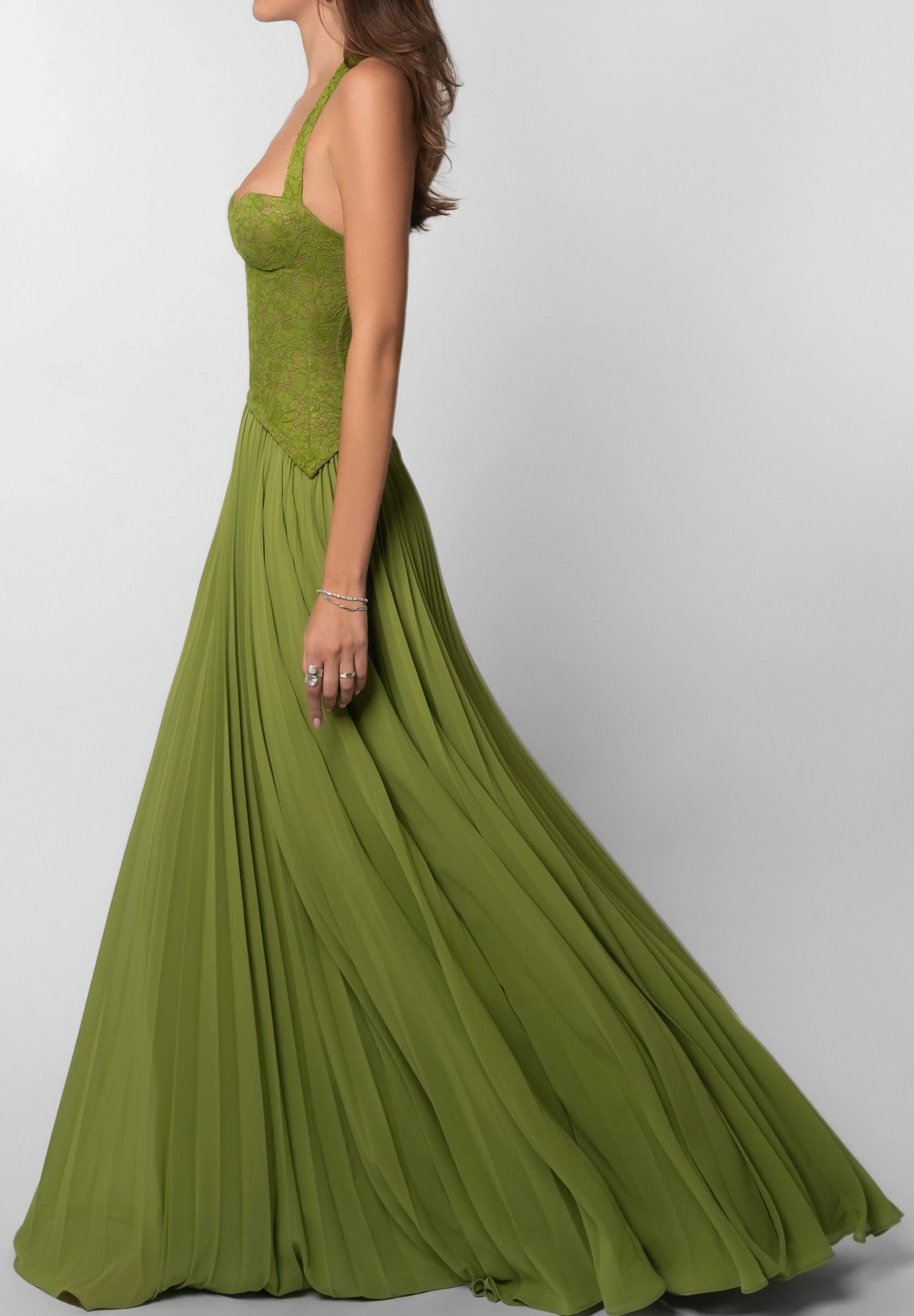 Abito maxi verde da donna perfetto per serate estive formali