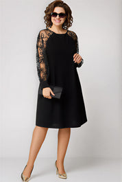 Beatrice | Elegante Nero Abito con Maniche in Pizzo