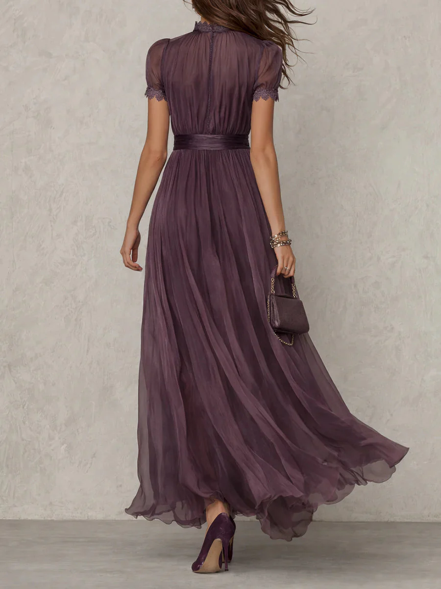Gonna plissettata fluida del maxi dress donna viola per occasioni speciali