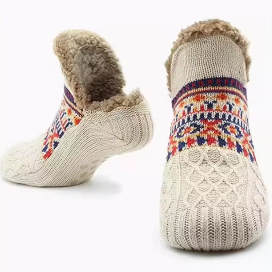 Calzini fleece caldi e leggeri per uomo e donna su superficie antiscivolo