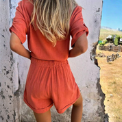 Dettaglio tessuto fluido coordinato estivo donna Camila