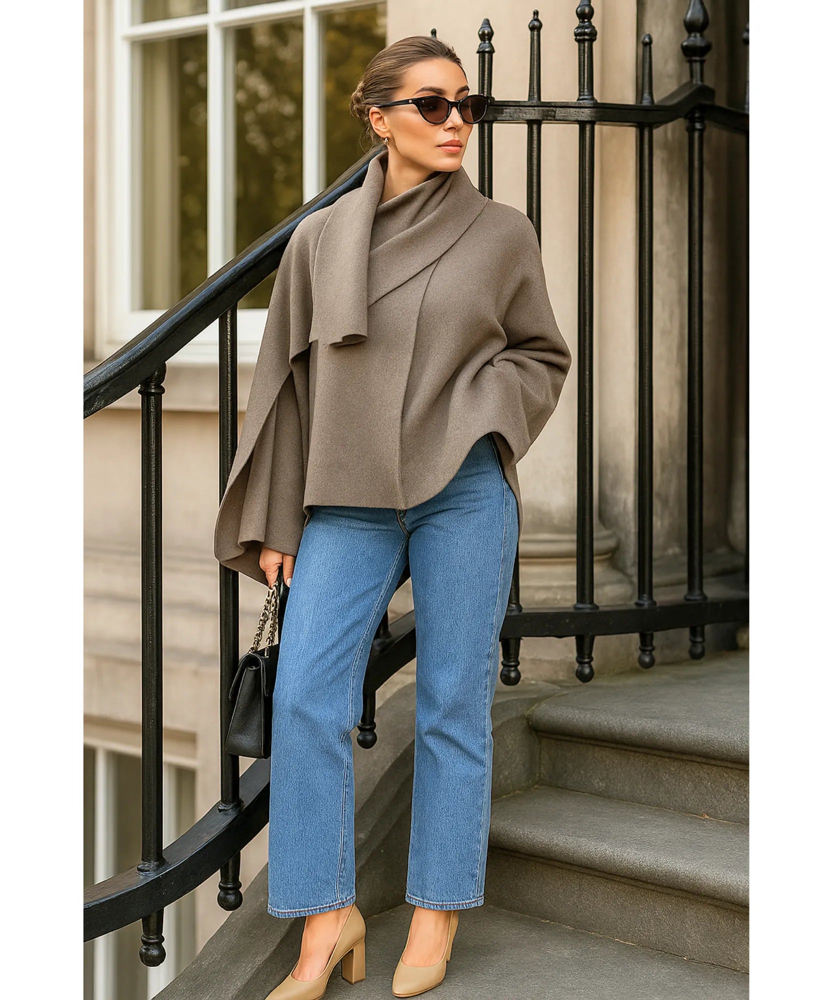 Cappotto donna in lana naturale traspirante, finitura premium su ogni bordo