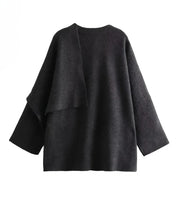 Cappotto donna in lana con collo a scialle drappeggiato, look casual chic