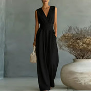 Celeste jumpsuit donna colore azzurro chiaro con cintura, look completo