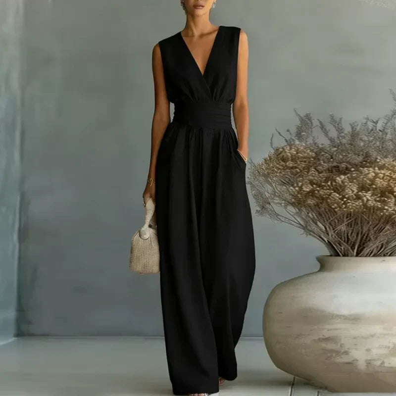 Celeste jumpsuit donna colore azzurro chiaro con cintura, look completo