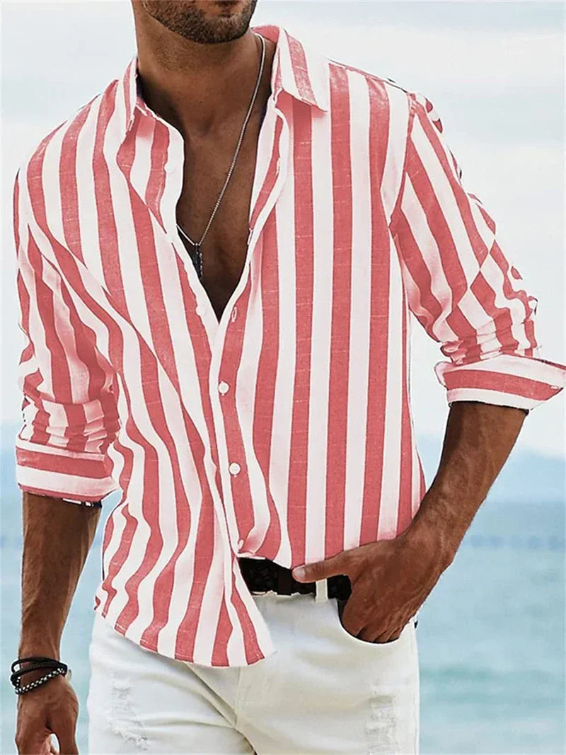 Camicia estiva casual da uomo Cosimo con motivo a righe classico
