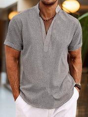 Solvane Camicia Henley Uomo in Lino | Leggera e Traspirante per l'Estate