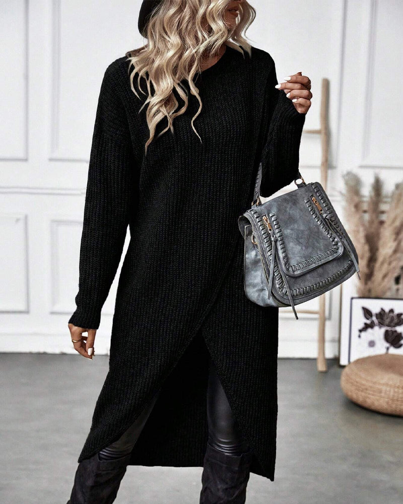 Maglione vestito donna marrone autunno inverno primavera