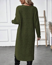 Vestito maglione donna marrone dettaglio costine sulla manica