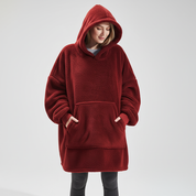Felpa oversize blu navy da donna in pile double-face - relax in casa