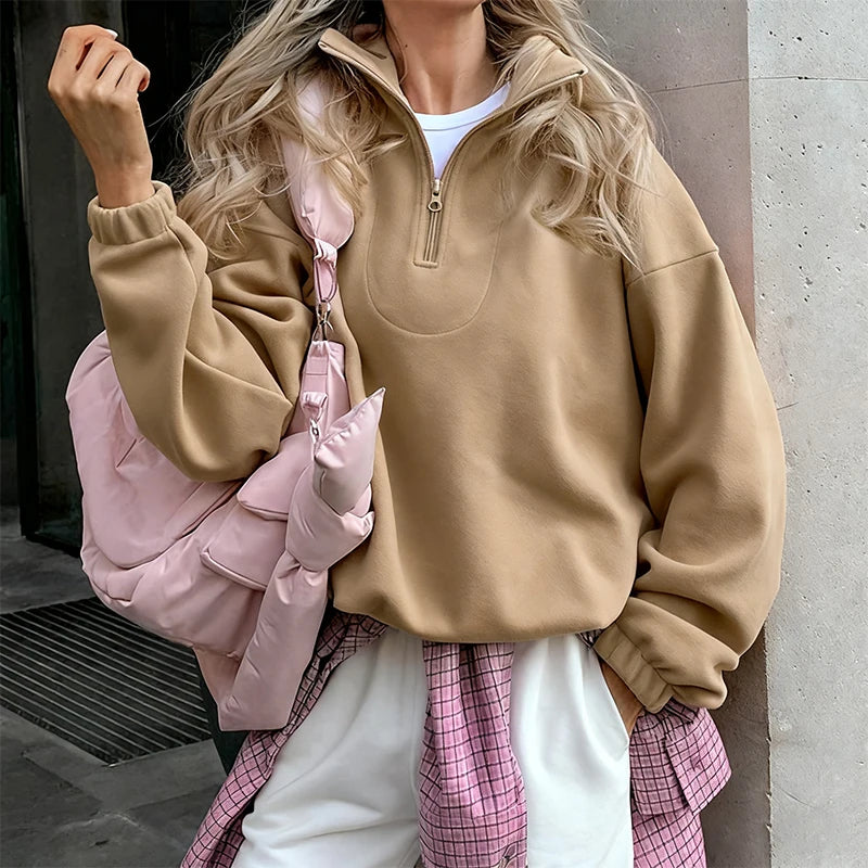 Felpa donna pile leggera adatta a layering invernale