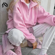 Norevia felpa pile donna vestibilità ampia colore rosa