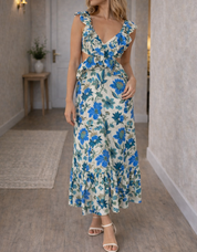 Maxi dress estivo floreale da donna vista frontale