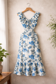 Abito lungo casual donna con stampa floreale colorata