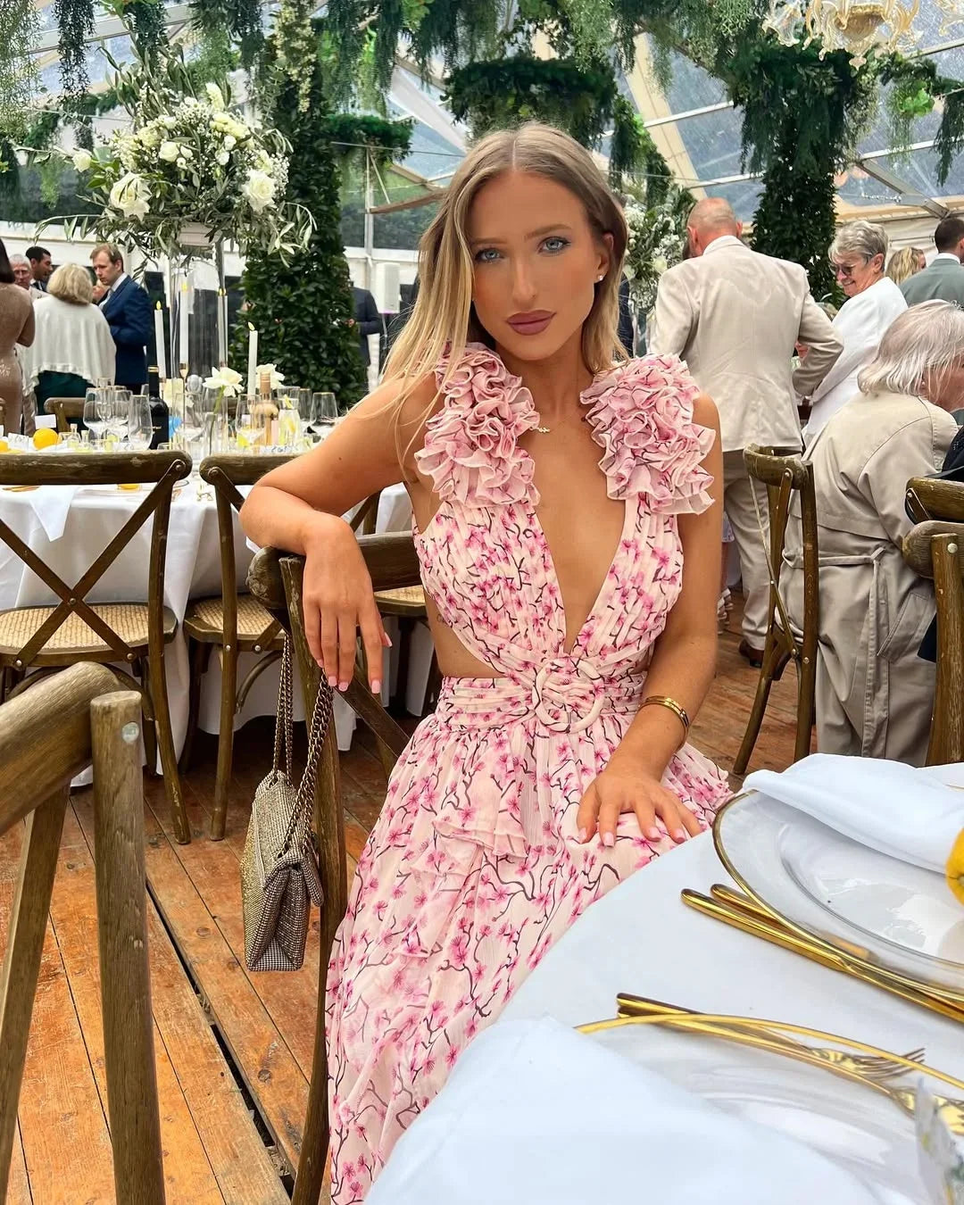 Maxi dress floreale donna colori disponibili arancione e rosa