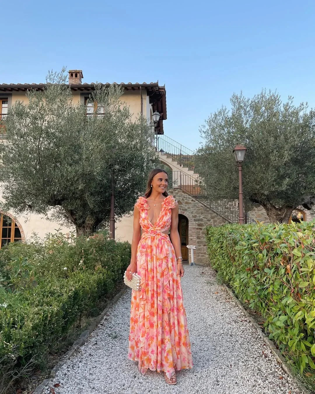 Maxi dress floreale elegante per occasioni speciali donna
