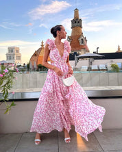 Flora maxi dress rosa da cerimonia e matrimonio donna