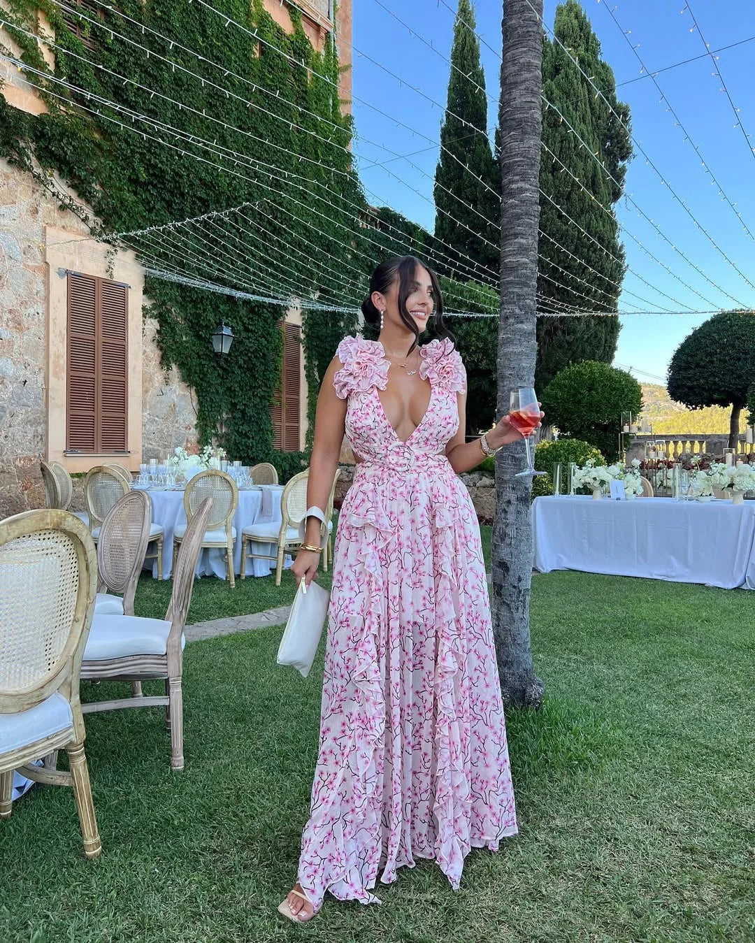 Flora dress floreale senza maniche vista posteriore donna