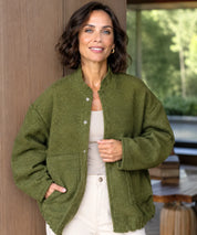 Vestibilità oversize giacca bomber bouclé antracite da donna