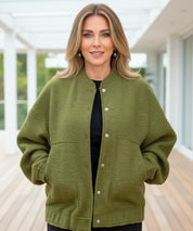 Strato termico giacca bomber bouclé oversize inverno