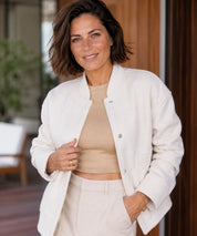 Bomber bouclé oversize da donna colore giallo laterale