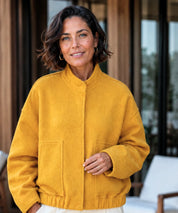 Giacca bomber bouclé oversize bianca vista intera
