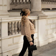 Giacca crop donna vita alta maniche lunghe streetwear