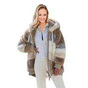 Giacca donna caramel in peluche stile cardigan