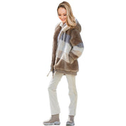 Giacca peluche donna blu vestibilità ampia taglia XL