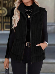 Gilet donna in pile con zip frontale colore nero