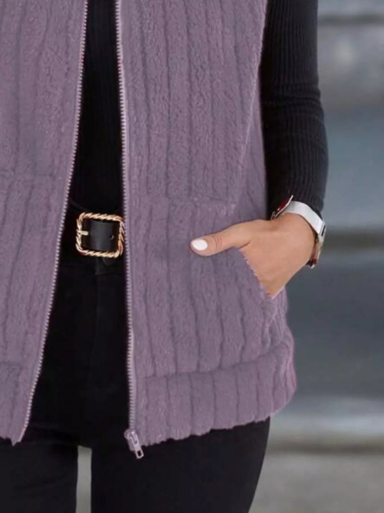 Gilet donna autunnale in pile colore marrone taglia L