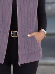Gilet donna autunnale in pile colore marrone taglia L