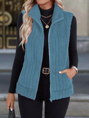 Gilet donna in pile nero tessuto 95% poliestere