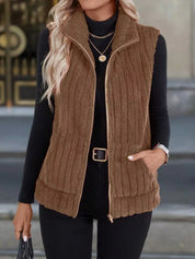 Gilet donna zip intera tessuto elasticizzato rosa