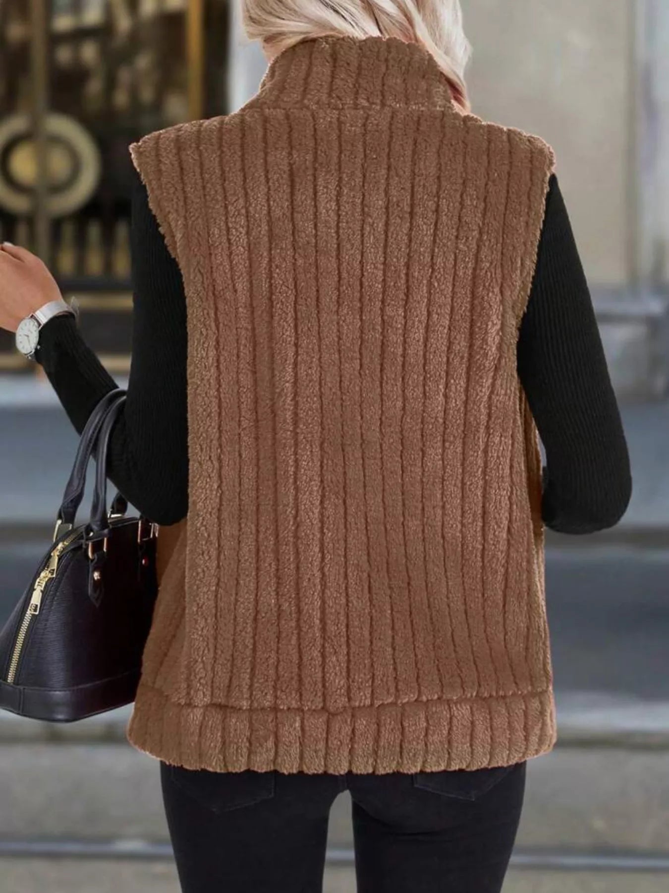 Gilet pile taglia forte donna colore viola dettaglio zip