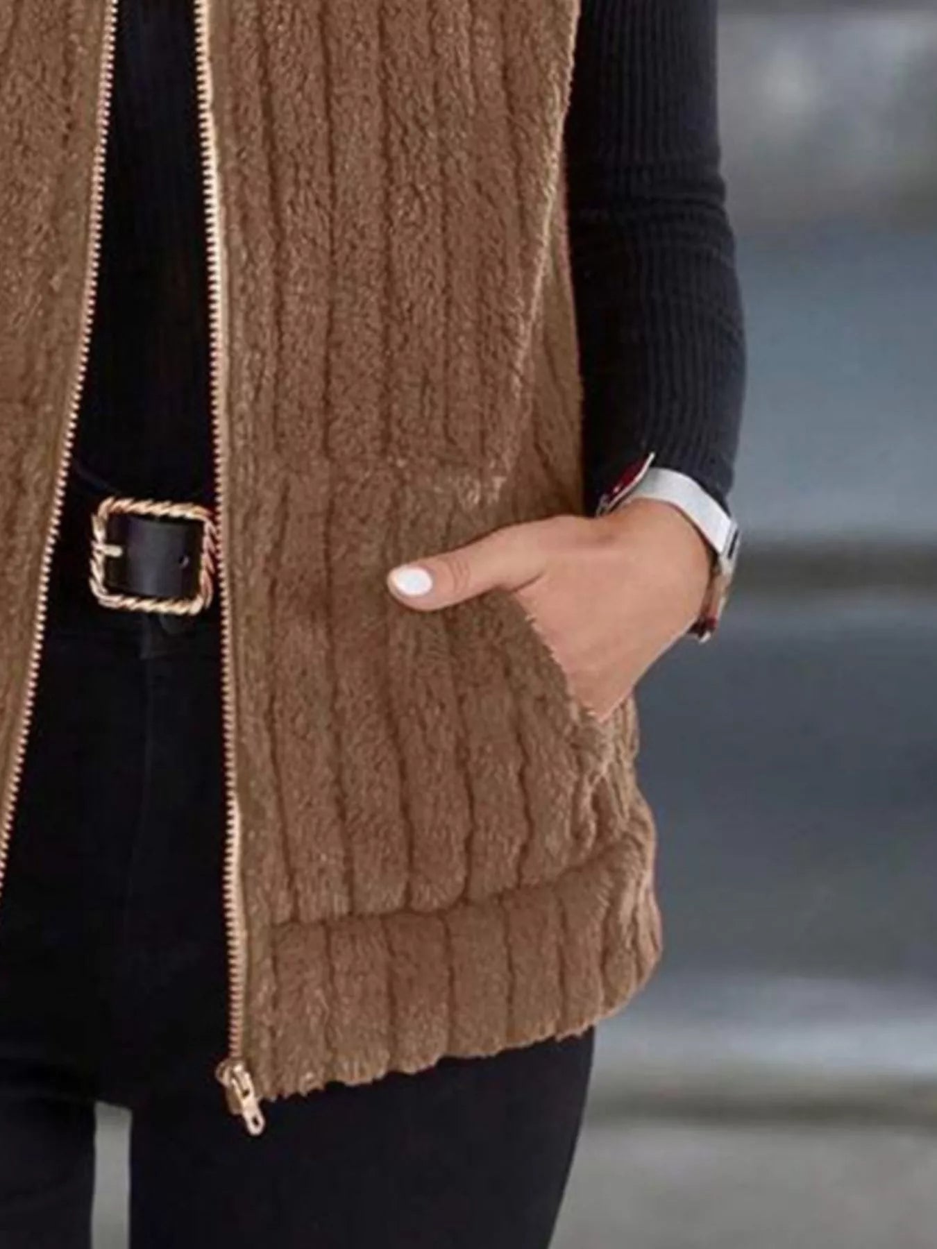 Gilet donna in poliestere con zip colore rosso
