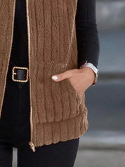 Gilet donna in poliestere con zip colore rosso
