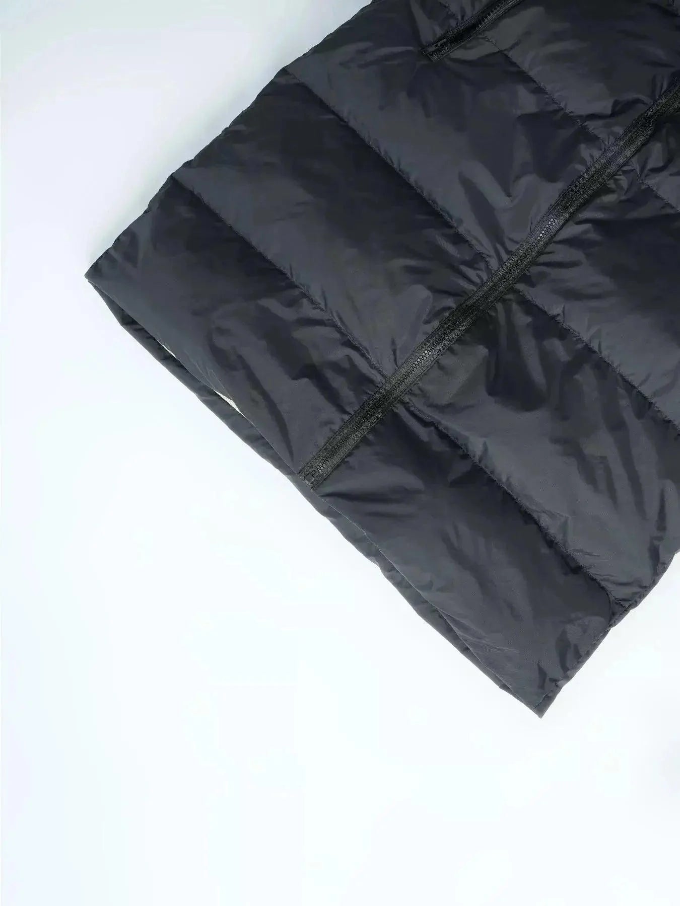 Gilet imbottito lungo nero albicocca dettaglio cerniera