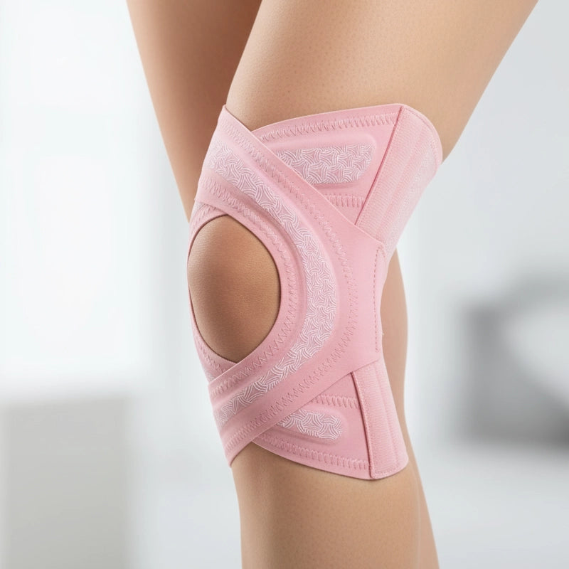 Ginocchiera compressiva regolabile con supporto articolare e cinghie regolabili per uso quotidiano