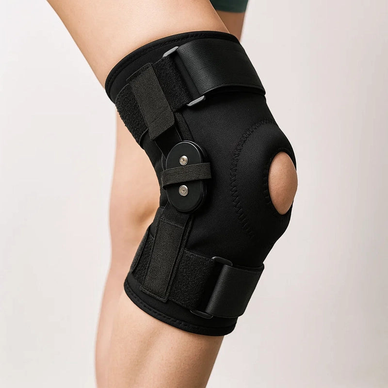 Ginocchiera con stabilizzatori laterali per supporto e stabilità del ginocchio durante sport e attività quotidiane