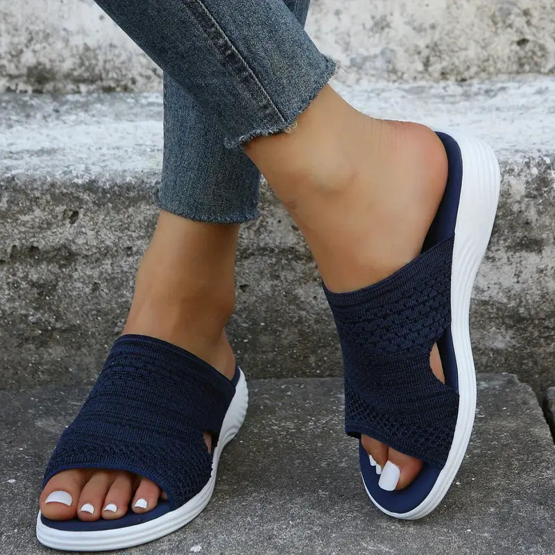 Sandali ortopedici slip-on da donna Livia in blu con forma aperta