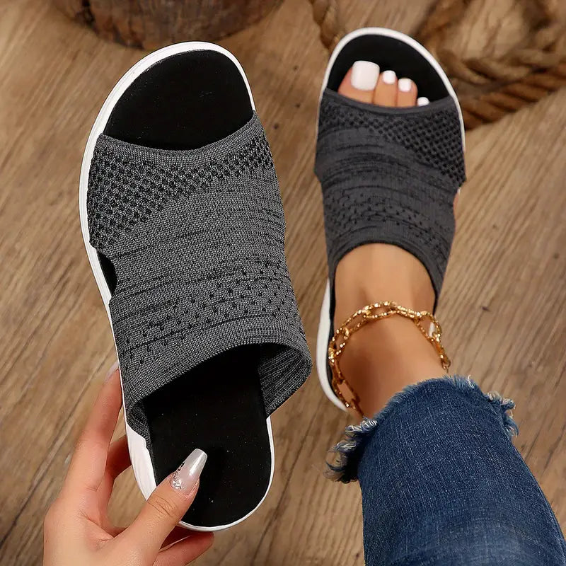 Livia sandali slip-on donna, vista laterale colore grigio scuro
